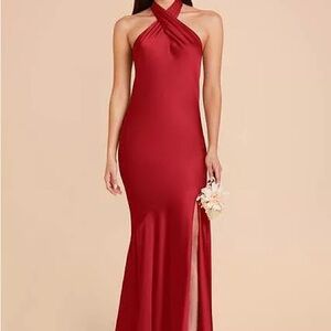Elegant Red Halter Neck Dress
